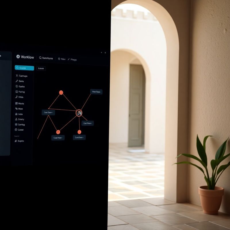 Workflow automation canvas with connected nodes